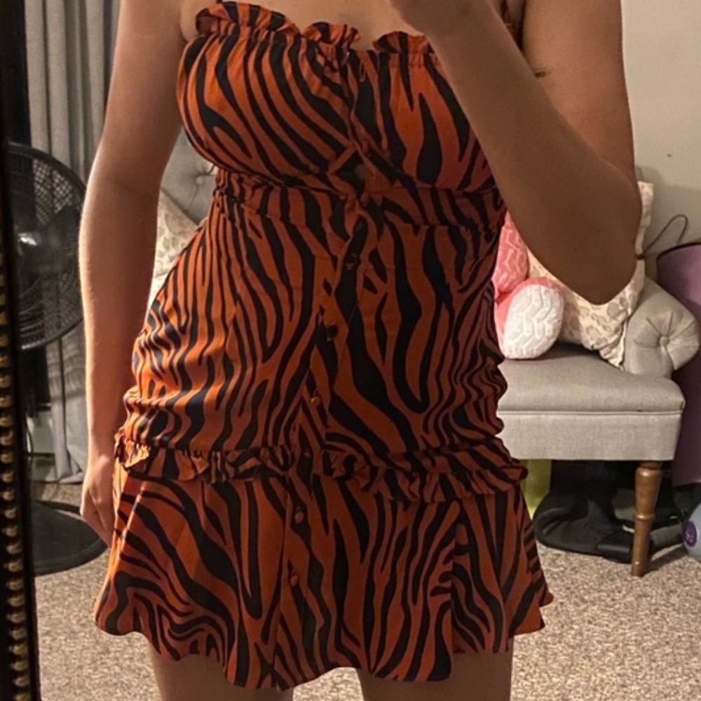 Bar III Orange and Black Zebra Print Mini Dress